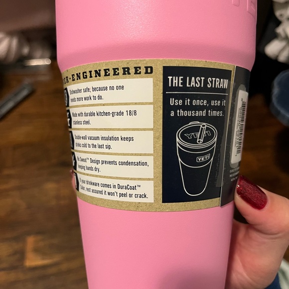 Yeti Pink 26oz Rambler with straw lid - Picture 5 of 7